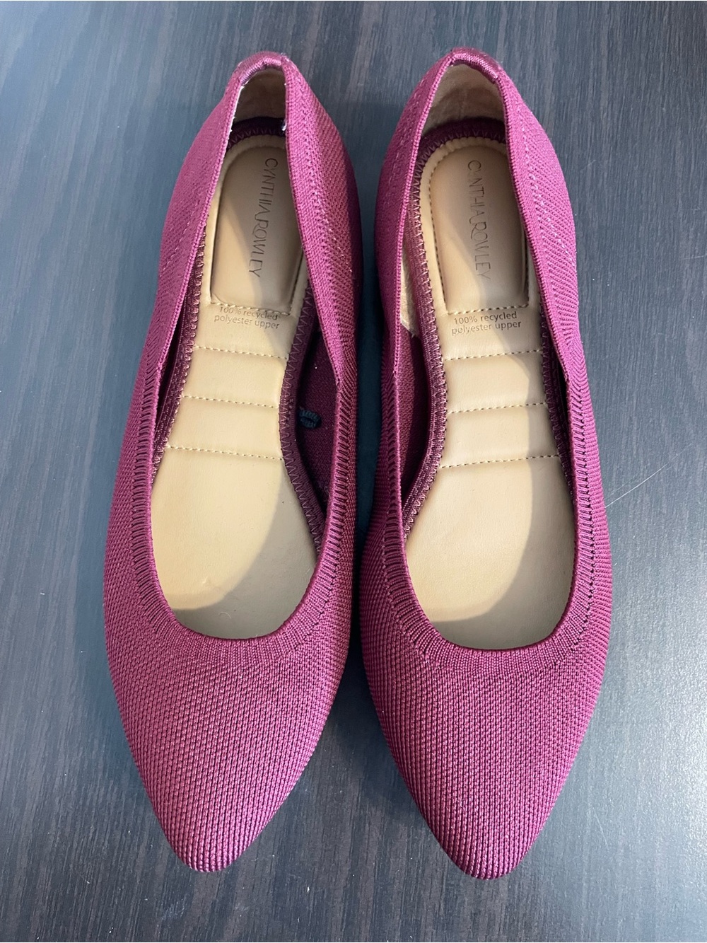 Cynthia Rowley Pointed Knit Chelsea Flats in Berry
